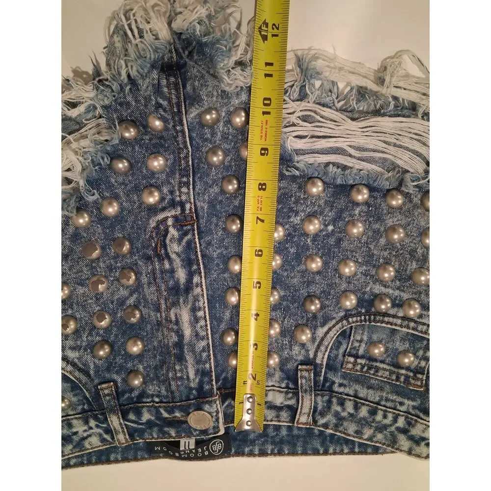 Boom Boom Jeans Studded Denim Shorts Size 11 Junior Acid Wash 100% Cotton...